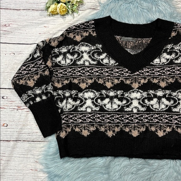 Anthropologie Cropped Fair Isle distressed textured sweater - Picture 5 of 11